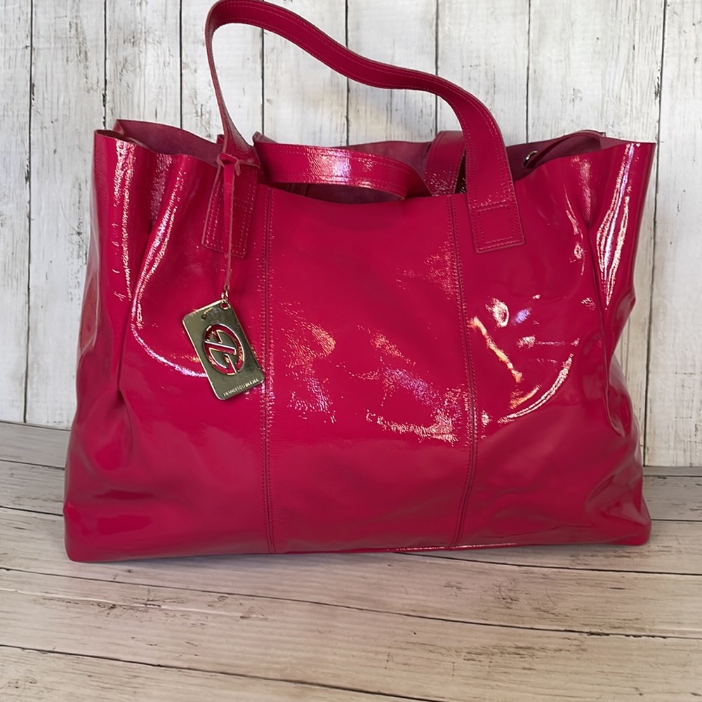 Francesco Biasia Large Pink Patent Leather Tote